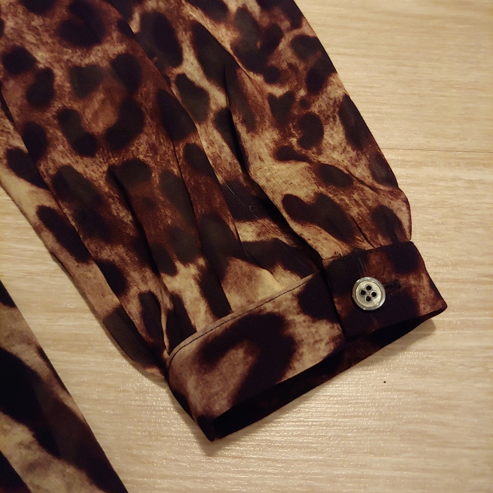 Badgley Mischka Leopard-Print Georgette Dress, Sz 12 - Picture 10 of 16
